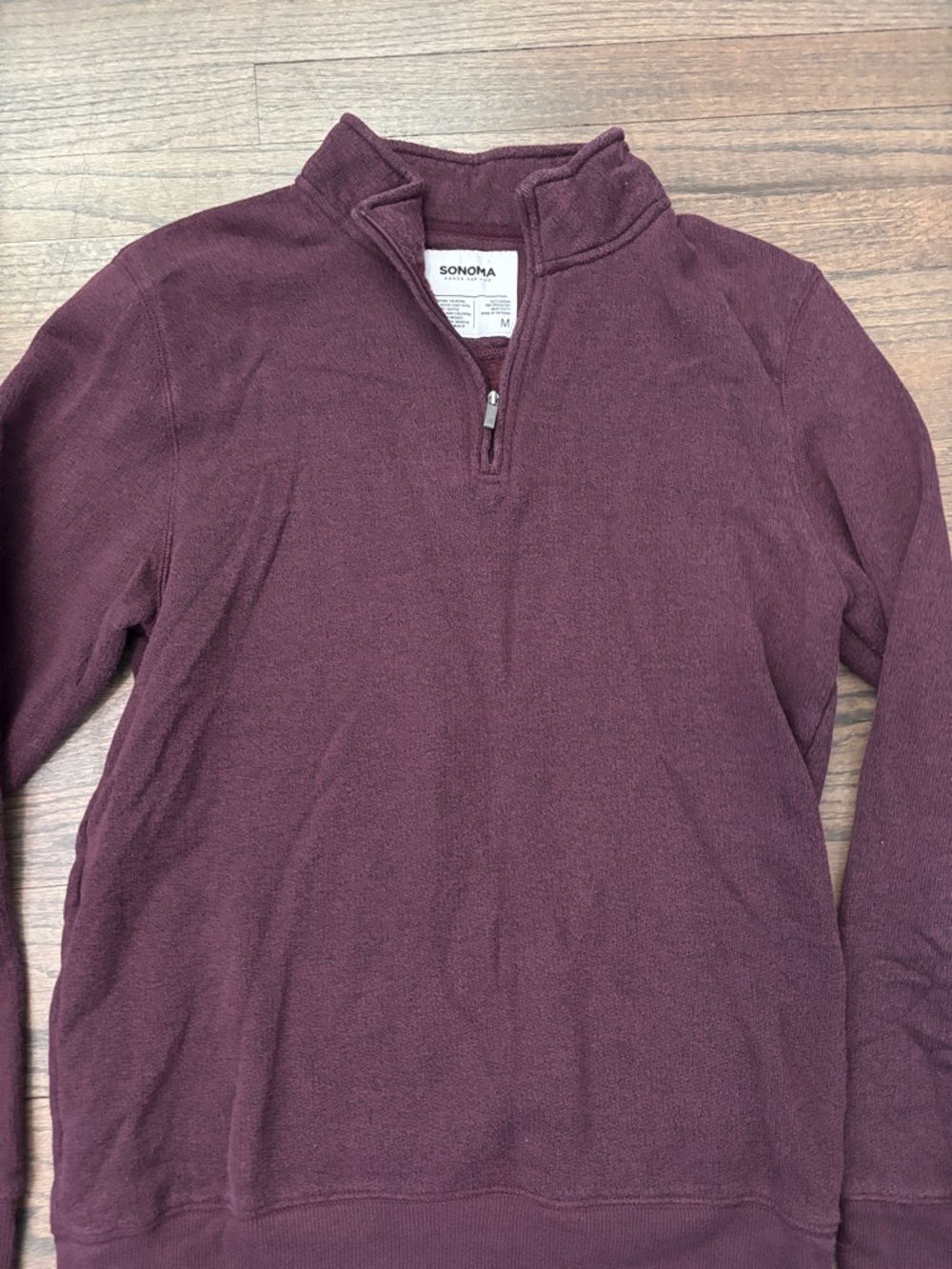 Sonoma Men's Deep Burgundy Zip-Up Sweater - Picture 5 of 13